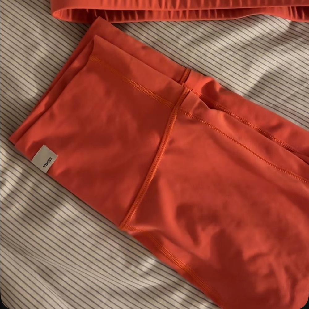 vuori orange biker shorts